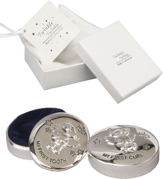 verzilverd set tandendoosje en haarlokdoosje van Klausberg