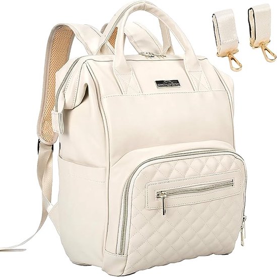 Verzorgingsrugzak voor baby's, multifunctionele leren luiertas, casual waterdichte PU-luiertas van VER