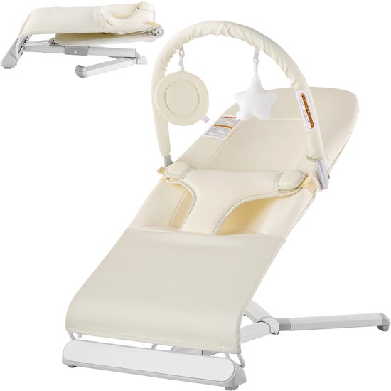 VEVOR Baby Rocker Babyschommel Babyligstoel 68,5x41x60cm 0-9 Maanden Beige van Merkloos