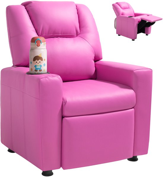 VEVOR Kinderfauteuil PU Lederen Kinderstoel met Bekerhouder Verstelbaar van Merkloos