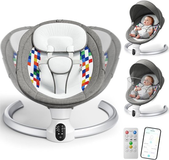 VH Supplies® Elektrische Baby Wipstoel - Wiegschommel - Automatische wipstoel - Grijs van VH Supplies