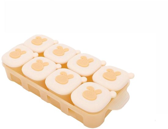 VHV- Babyvoeding Bewaarbakjes - 8 Delige Siliconen Vriesvorm - 40ml Porties met Maataanduiding - Geschikt voor Zelfgemaakte Puree, Borstvoeding en Snacks - BPA-vrij