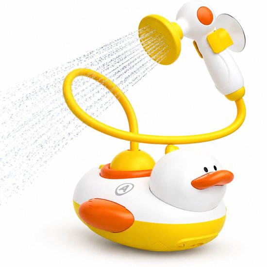 VHV - Duckie babybad douchekop - Badspeelgoed voor baby's vanaf 1 jaar - Badspeeltjes - Babydouchekop voor badkuip met drie spuitende eendjes - Cadeau voor peuters jongens en meisjes