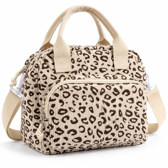 VHV - Koeltasje klein - Koeltas 12L - Lunchtas dames - Geïsoleerde tas van ribfluweel - Levensmiddelenecht PEVA-voering - 5-vaks tote bag met afneembare schouderriem - Schoudertas voor kantoor, werk, picknick