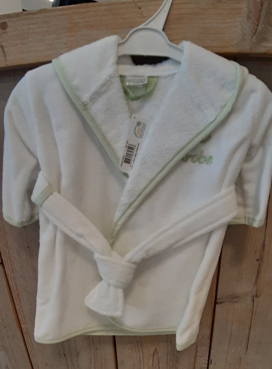 VIB® - Badjas Luxe Katoen - My First Bathrobe (Wit-Mint) - Babykleertjes - Baby cadeau van VIB®