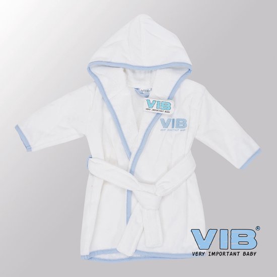 VIB® - Badjas Luxe Katoen - VIB (Wit-Licht Blauw) - Babykleertjes - Baby cadeau van VIB®