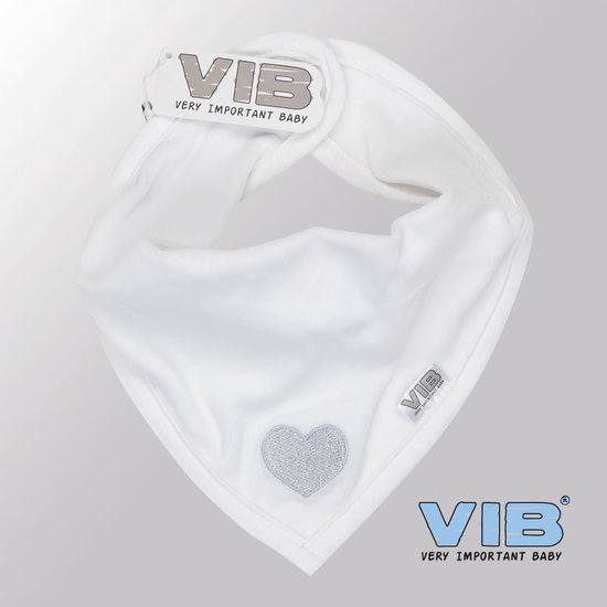 VIB® - Bandana slab Luxe velours - Hartje (Wit) - Babykleertjes - Baby cadeau - zwangerschap aankondiging - geboorte cadeau van VIB®