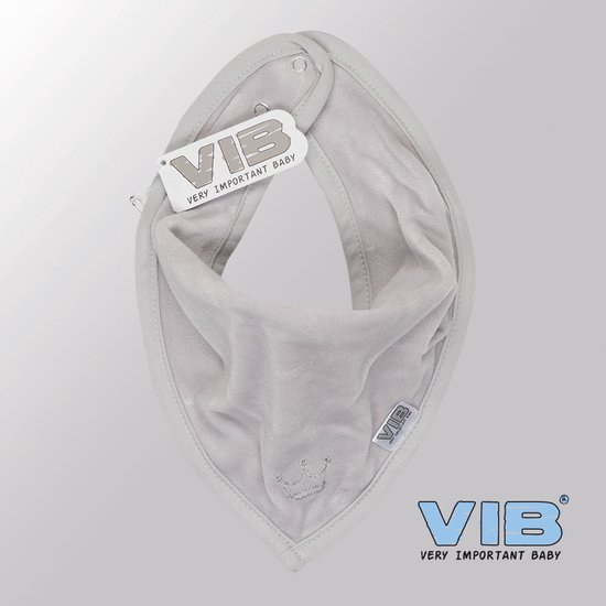 VIB® - Bandana slab Luxe velours - Kroontje (Grijs) - Babykleertjes - Baby cadeau - zwangerschap aankondiging - geboorte cadeau van VIB®