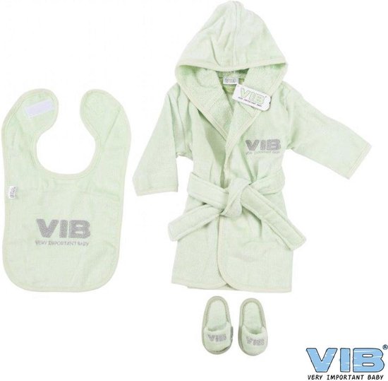 VIB giftset baby badjas slab en slofjes in mint van VIB®