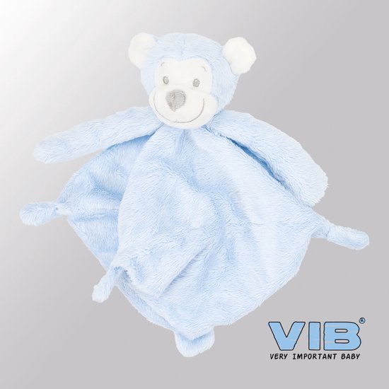 VIB® - Knuffeldoekje Aap - Blauw - Babykleertjes - Baby cadeau - zwangerschap aankondiging - geboorte cadeau van Merkloos