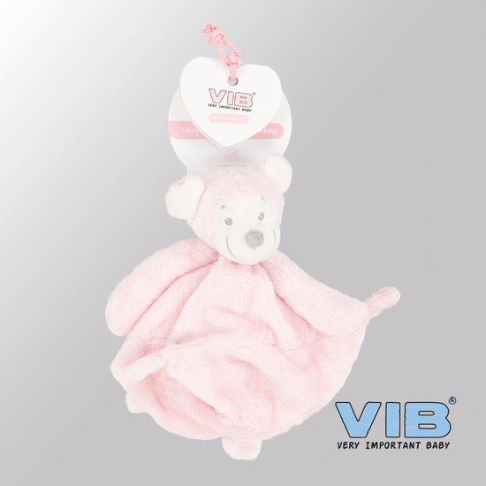 VIB® - Knuffeldoekje Aap - Roze - Babykleertjes - Baby cadeau - zwangerschap aankondiging - geboorte cadeau van VIB®