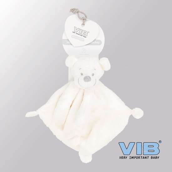 VIB® - Knuffeldoekje Aap - Wit - Babykleertjes - Baby cadeau - zwangerschap aankondiging - geboorte cadeau van Merkloos