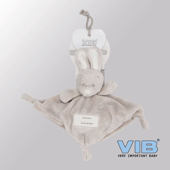 VIB® - Knuffeldoekje Konijn - Grijs - Babykleertjes - Baby cadeau - zwangerschap aankondiging - geboorte cadeau
