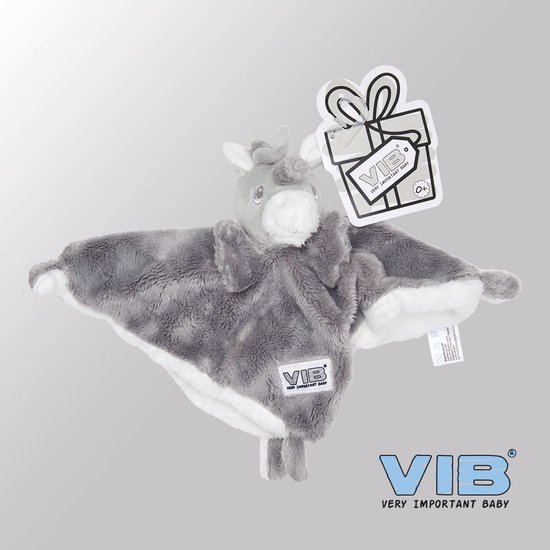 VIB® - Knuffeldoekje Unicorn - Grijs - Babykleertjes - Baby cadeau - zwangerschap aankondiging - geboorte cadeau van VIB®