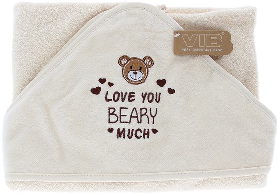 VIB Love You BEARY Much Badcape - 75 x 75 cm - Beige