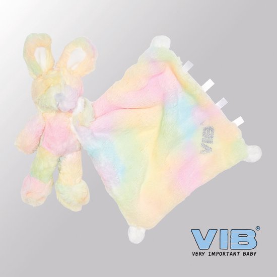 VIB® - Pluche Konijn houdt doekje vast VIB (Disco) - Babykleertjes - Baby cadeau - zwangerschap aankondiging - geboorte cadeau van VIB®