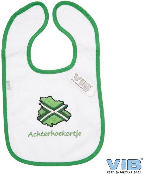 VIB® - Slabbetje Luxe velours - Achterhoekertje (Groen-Wit) - Babykleertjes - Slabbetjes - zwangerschap aankondiging - baby aankondiging van VIB®