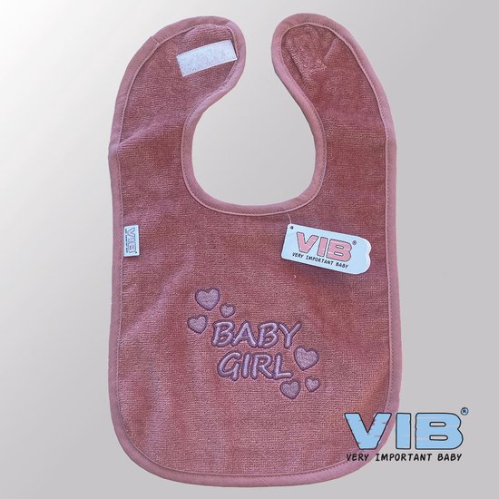 VIB® - Slabbetje Luxe velours - Baby Girl (Oud Roze) - Babykleertjes - Slabbetjes - zwangerschap aankondiging - baby aankondiging van VIB®