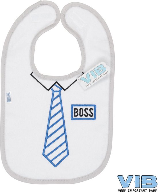 VIB® - Slabbetje Luxe velours - Boss met stropdas - Babykleertjes - Slabbetjes - zwangerschap aankondiging - baby aankondiging van VIB®