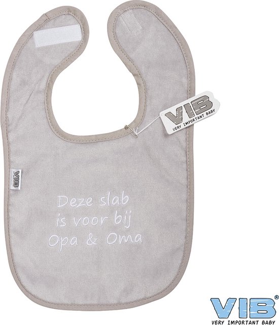 VIB® - Slabbetje Luxe velours - Deze slab is voor bij Opa en Oma (Grijs) - Babykleertjes - Slabbetjes - zwangerschap aankondiging - baby aankondiging van VIB®