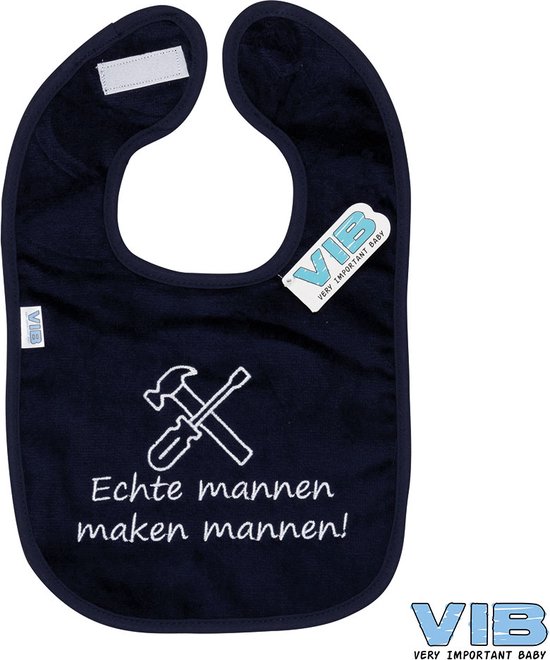 VIB® - Slabbetje Luxe velours - Echte mannen maken mannen! - Babykleertjes - Slabbetjes - zwangerschap aankondiging - baby aankondiging van VIB®