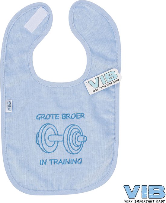 VIB® - Slabbetje Luxe velours - Grote broer in training (Blauw) - Babykleertjes - Slabbetjes - zwangerschap aankondiging - baby aankondiging van VIB®