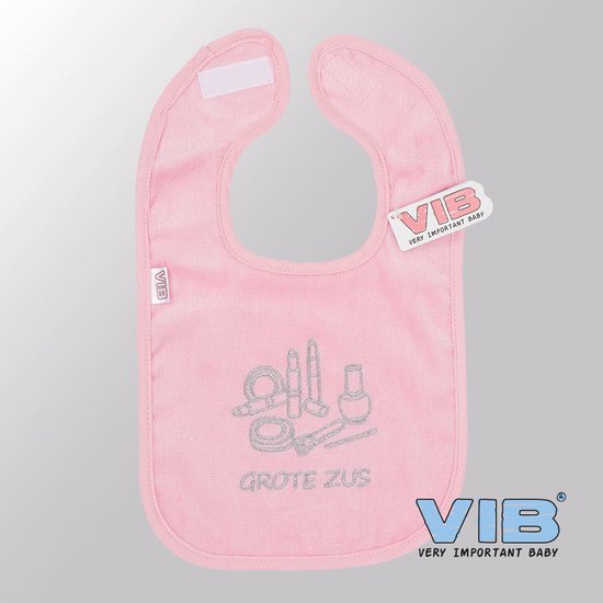 VIB® - Slabbetje Luxe velours - Grote zus met Make up (Roze) - Babykleertjes - Slabbetjes - zwangerschap aankondiging - baby aankondiging van VIB®