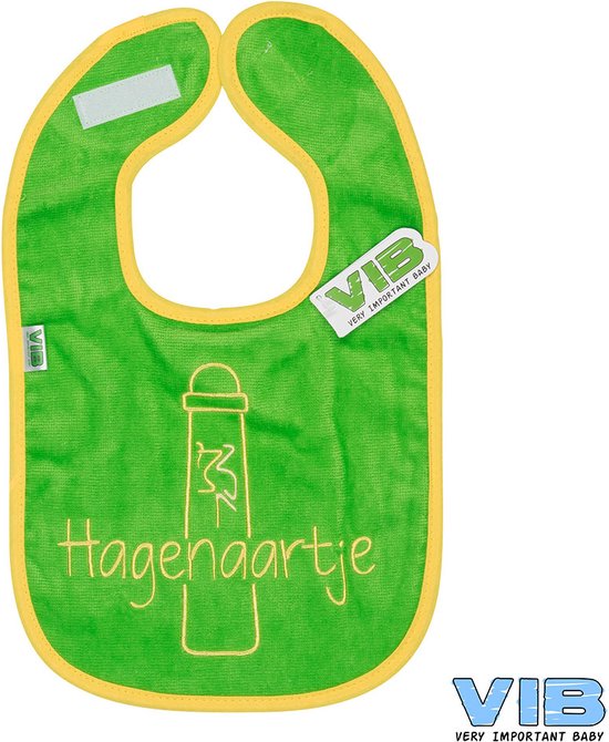 VIB® - Slabbetje Luxe velours - Hagenaartje (Groen-Geel) - Babykleertjes - Slabbetjes - zwangerschap aankondiging - baby aankondiging van VIB®