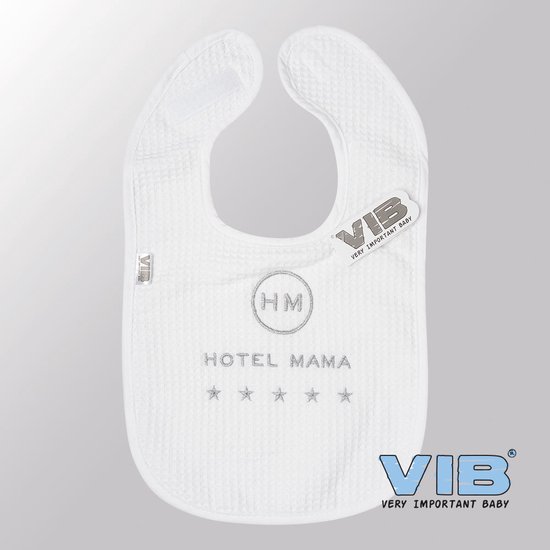 VIB® - Slabbetje Luxe velours - Hotel Mama 5 sterren (Wit) - Babykleertjes - Slabbetjes - zwangerschap aankondiging - baby aankondiging van VIB®