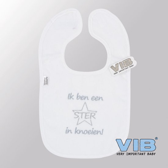 VIB® - Slabbetje Luxe velours - Ik ben een STER in Knoeien! (Wit) - Babykleertjes - Slabbetjes - zwangerschap aankondiging - baby aankondiging van VIB®