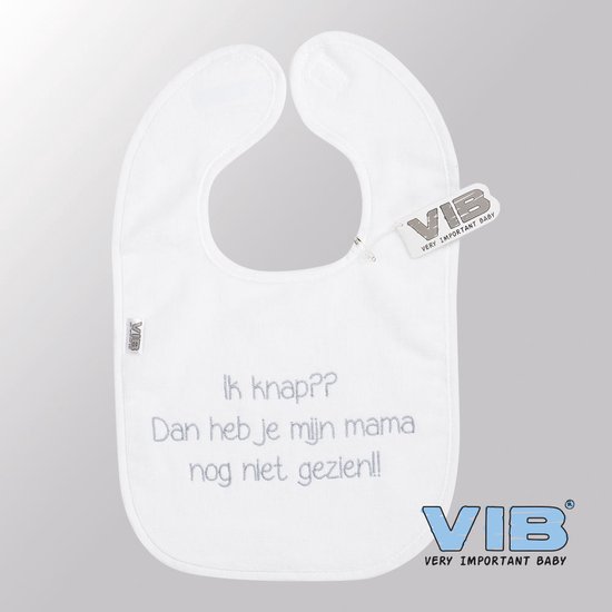VIB® - Slabbetje Luxe velours - Ik knap ?? Dan heb je mijn mama nog niet gezien (Wit) - Babykleertjes - Slabbetjes - zwangerschap aankondiging - baby aankondiging van VIB®