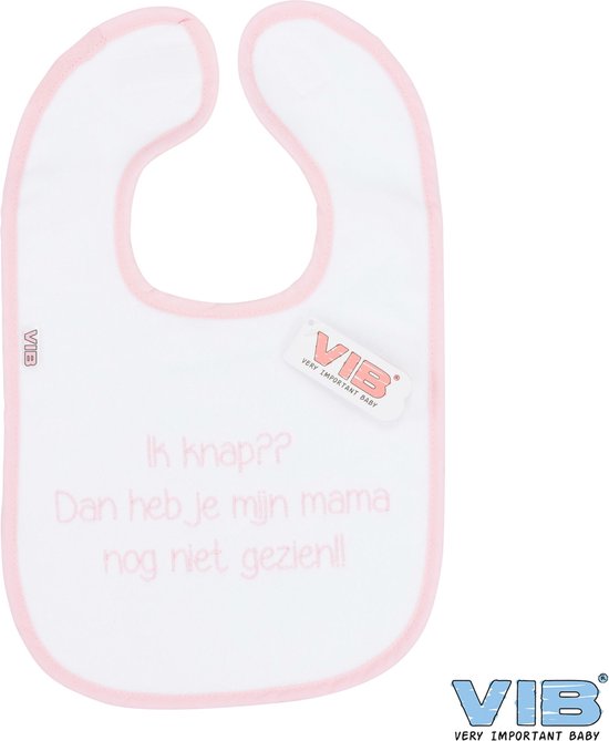 VIB® - Slabbetje Luxe velours - Ik knap ?? Dan heb je mijn mama nog niet gezien (Wit-Roze) - Babykleertjes - Slabbetjes - zwangerschap aankondiging - baby aankondiging van VIB®