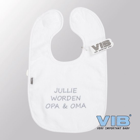 VIB® - Slabbetje Luxe velours - Jullie worden OPA & OMA (Wit) - Babykleertjes - Slabbetjes - zwangerschap aankondiging - baby aankondiging van VIB®