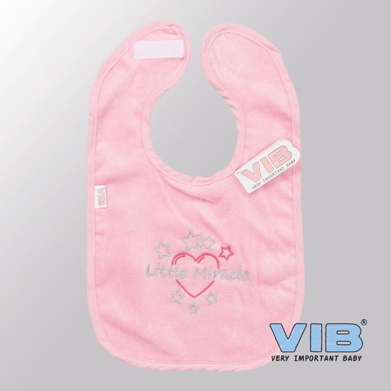 VIB® - Slabbetje Luxe velours - Little Miracle (Roze) - Babykleertjes - Slabbetjes - zwangerschap aankondiging - baby aankondiging van VIB®