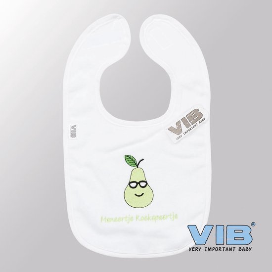 VIB® - Slabbetje Luxe velours - Meneertje Koekepeertje (Wit) - Babykleertjes - Slabbetjes - zwangerschap aankondiging - baby aankondiging van VIB®