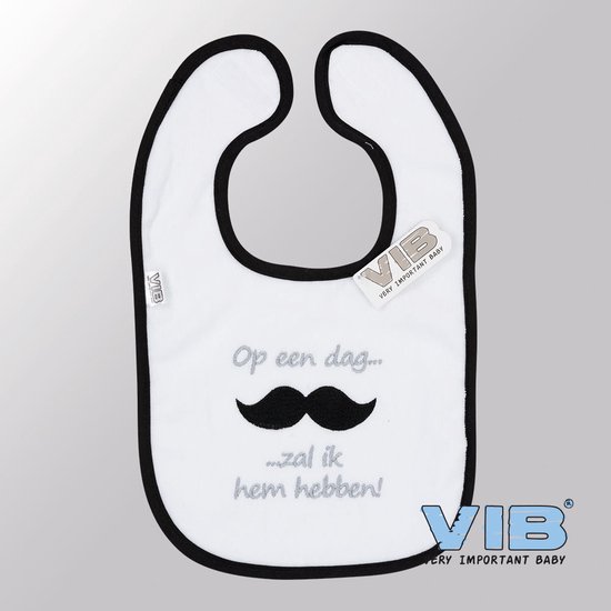 VIB® - Slabbetje Luxe velours - Op een dag zal ik hem hebben (SNOR) (Wit) - Babykleertjes - Slabbetjes - zwangerschap aankondiging - baby aankondiging van VIB®