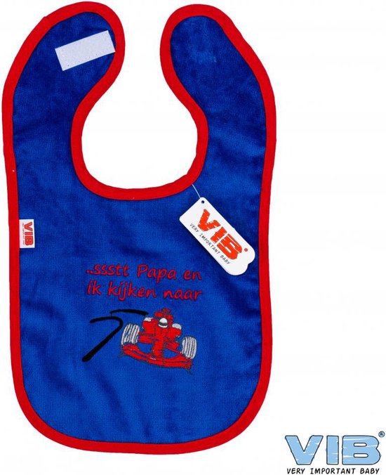 VIB® - Slabbetje Luxe velours - Papa en ik kijken autoracen - Babykleertjes - Slabbetjes - zwangerschap aankondiging - baby aankondiging van VIB®