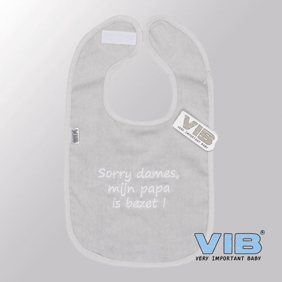 VIB® - Slabbetje Luxe velours - Sorry dames, mijn papa is bezet! (Grijs) - Babykleertjes - Slabbetjes - zwangerschap aankondiging - baby aankondiging van VIB®