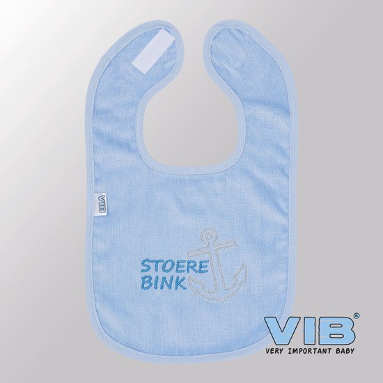 VIB® - Slabbetje Luxe velours - Stoere Bink met anker (Blauw) - Babykleertjes - Slabbetjes - zwangerschap aankondiging - baby aankondiging van VIB®