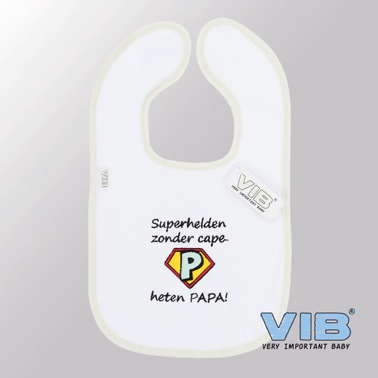 VIB® - Slabbetje Luxe velours - Superhelden zonder cape heten papa (Wit-Mint) - Babykleertjes - Slabbetjes - zwangerschap aankondiging - baby aankondiging van VIB®