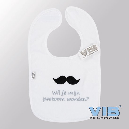 VIB® - Slabbetje Luxe velours - Wil je mijn Peetoom worden (Wit) - Babykleertjes - Slabbetjes - zwangerschap aankondiging - baby aankondiging van VIB®