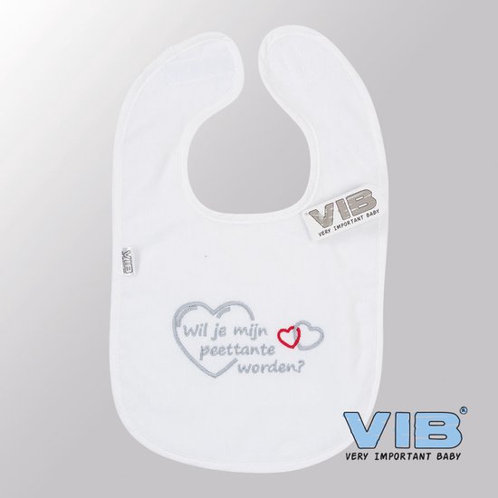 VIB® - Slabbetje Luxe velours - Wil je mijn peettante worden (Wit) - Babykleertjes - Slabbetjes - zwangerschap aankondiging - baby aankondiging van VIB®