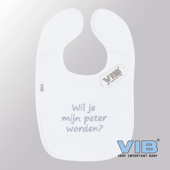 VIB® - Slabbetje Luxe velours - Wil je mijn Peter worden (Wit) - Babykleertjes - Slabbetjes - zwangerschap aankondiging - baby aankondiging van VIB®