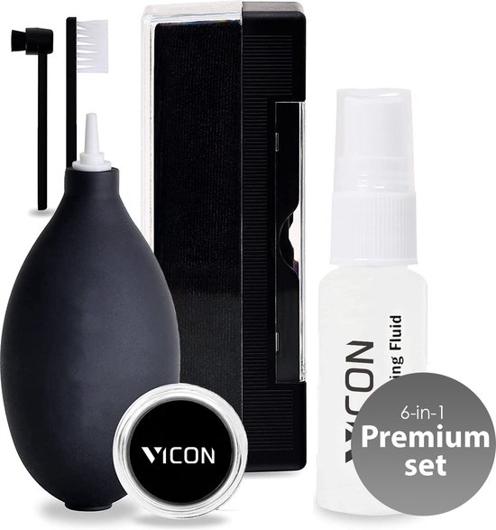 Vicon Professionele 6-in-1 Platenborstel set voor Vinyl Platen - Incl. Naaldreiniger - Antistatisch - Platenreiniger - LP Reinigingsset - LP schoonmaakset - Vinyl reiniger van Vicon