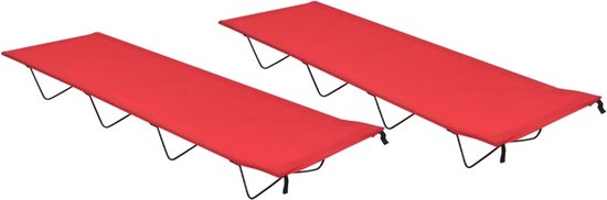 vidaXL - Campingbedden - 2 - st - 180x60x19 - cm - oxford - stof - en - staal - rood van vidaXL