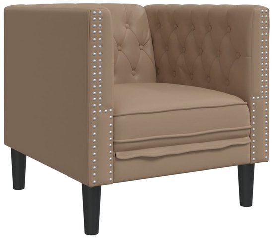 vidaXL - Fauteuil - Chesterfield-stijl - kunstleer - cappuccinokleurig van Merkloos