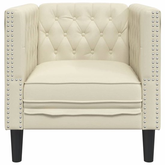 vidaXL - Fauteuil - Chesterfield-stijl - kunstleer - crèmekleurig van Vidaxl