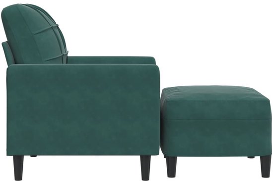 vidaXL - Fauteuil - met - voetenbank - 60 - cm - fluweel - donkergroen