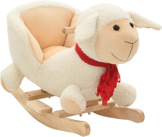 vidaXL Hobbeldier schaap met rugleuning 60x32x50 cm pluche wit van vidaXL