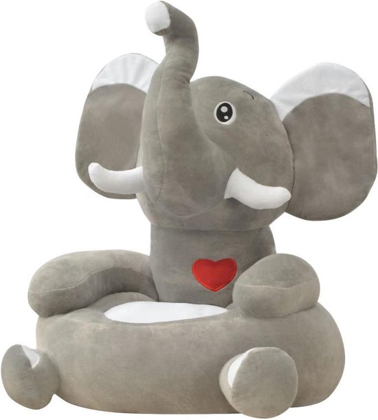 vidaXL - Kinderstoel - olifant - pluche - grijs van Vidaxl